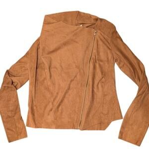 MOD REF Faux Suede Jacket Size Small Drape Moto Jacket Asymmetric Cropped